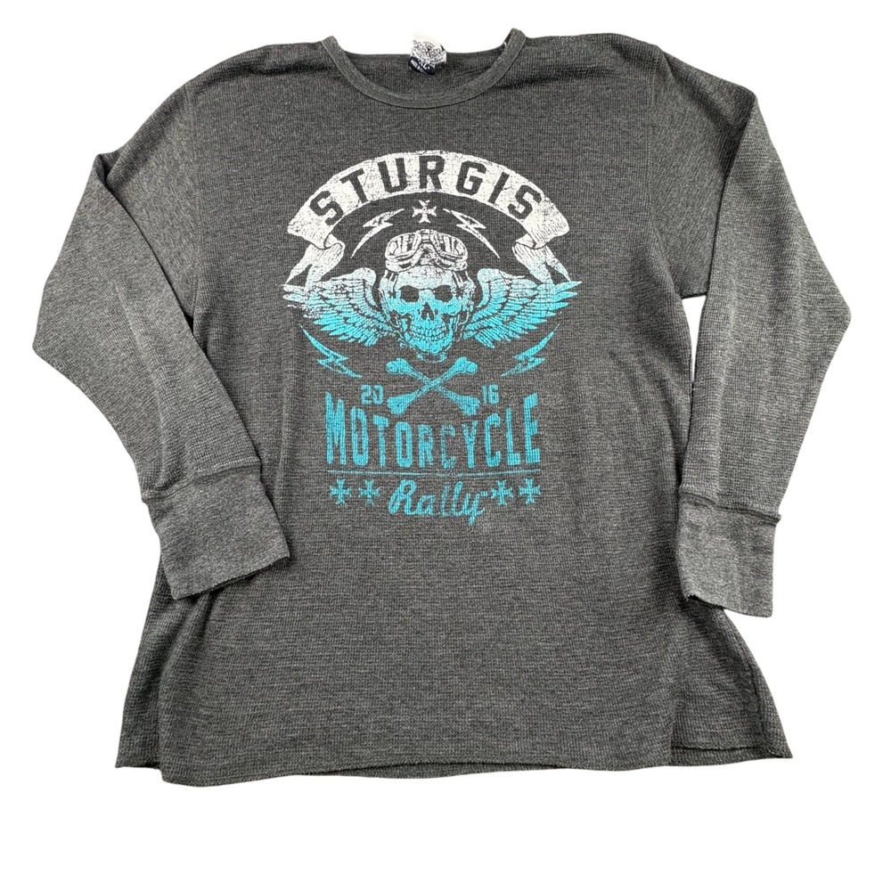 Sturgis Motorcycle Rally 2016 Thermal Shirt Sz XL Skull Wings Biker Road Warrior